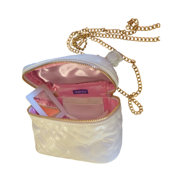 CLAIRE'S Quilted Hearts Dual Strap Crossbody Bag NWT. - Picture 3 of 8